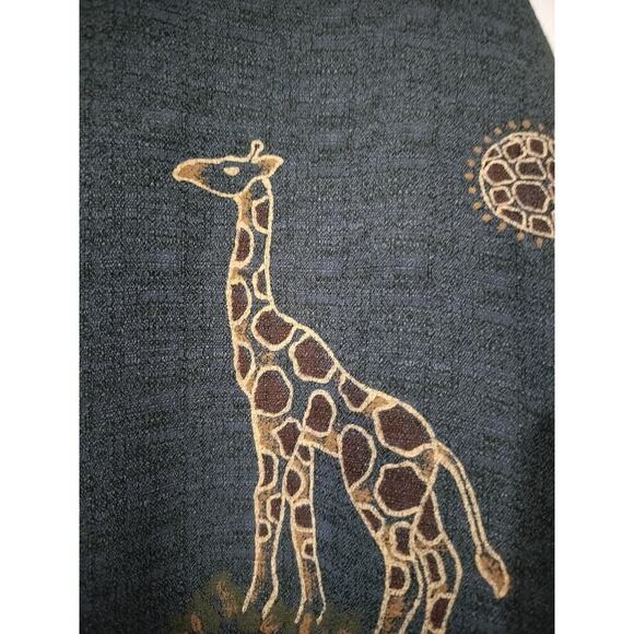 3227)Vtg Teddi Woman Gray Gold Floral Giraffe Print Short Sleeves Button Up XL? - Picture 5 of 8